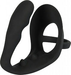 You2Toys Black Velvets Cock & Balls Spliting Ring with Buttplug Пръстен Петел и тестиси Силикон с анална клипса Black 05182040000