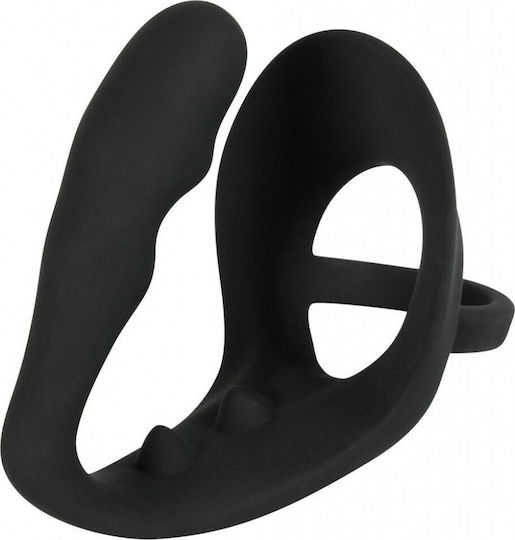 You2Toys Black Velvets Cock & Balls Spliting Ring with Buttplug Black 10.5cm