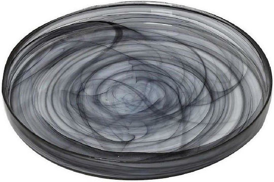 Espiel Atlas Alabaster Πιάτο Γλυκού Γυάλινο Μαύρο με Διάμετρο 21cm
