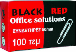 Black Red No.5 Paper Clip 50mm Μεταλλικοί Ασημί 100pcs