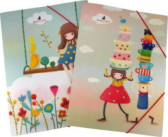 Santoro Folder with Rubber Band and Ears for Paper A4 Kori Kumi (Μiscellaneous Designs/Colors)