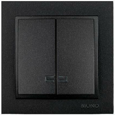 Mono Electric Despina Metallic Recessed Electrical Lighting Wall Switch with Frame Basic Illuminated Black 505-002036103