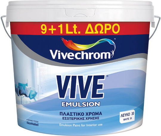 Vivechrom Vive Emulsion Base P Plastic Paint for Interior Use White 10lt