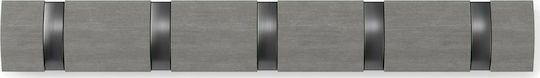 Umbra Wall Hanger Flip Wooden 5 Hooks Grey 50.8x3.2x6.7cm