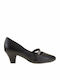 Piccadilly Anatomic Leather Black Medium Heels with Strap