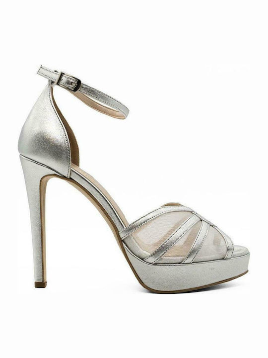 Fardoulis Platform Women's Sandals Transparent 3042Λ with Ankle Strap Gray