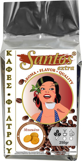 Santos Extra Καφές Φίλτρου Μπισκότο Cookies σε Κόκκους 250gr