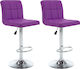 Hocker Bar mit Rückenlehne & Höhenverstellbar Lila 2Stück 40x47x90-111cm