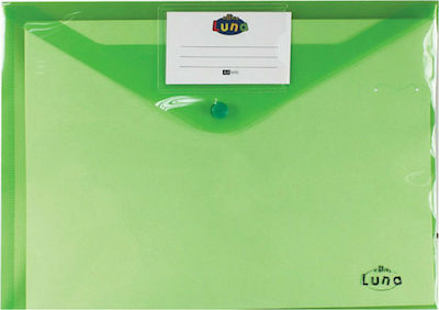 Luna Folder Transparent with Button for Paper A4 Green