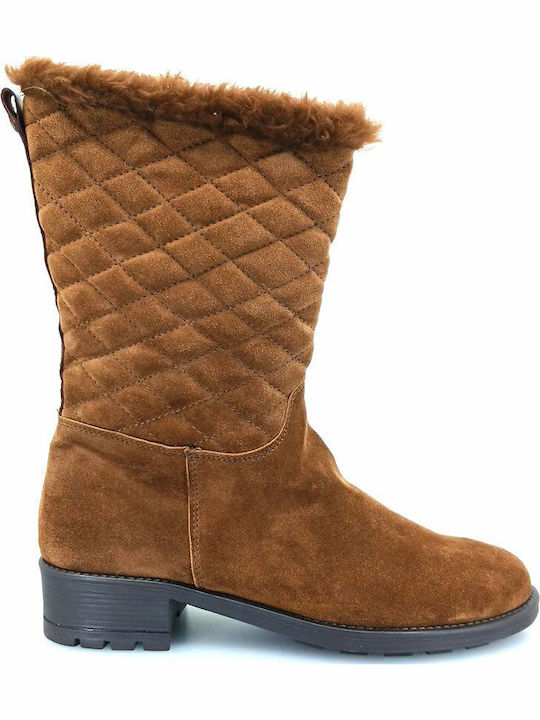 Anatomic Suede Women's Boots with Rubber & Fur Tabac Brown