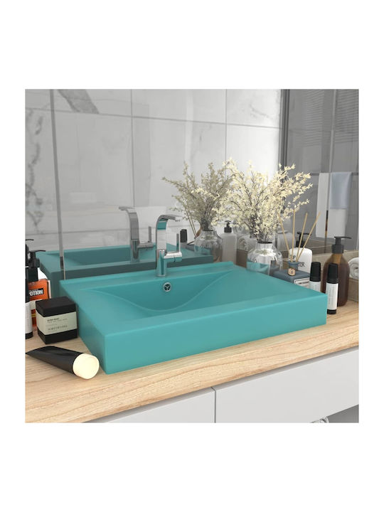 vidaXL Vessel Sink Ceramic 60x46x16cm Green