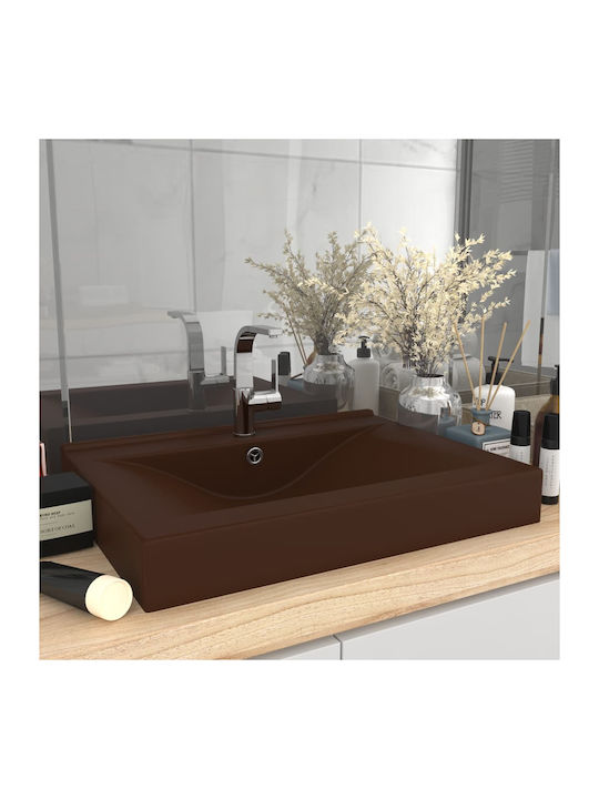 vidaXL Vessel Sink Ceramic 60x46x16cm Brown