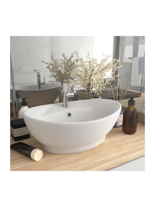 vidaXL Vessel Sink Ceramic 58.5x39x21cm White