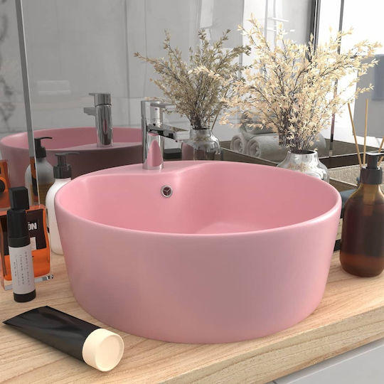 vidaXL Επικαθήμενος Νιπτήρας Κεραμικός 36x36x13cm Ροζ