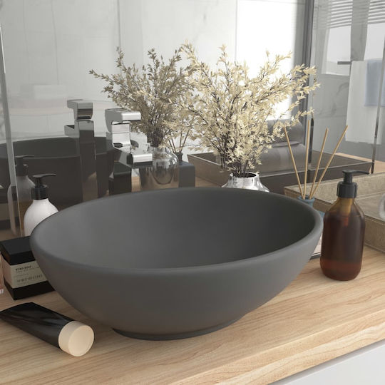 vidaXL Επικαθήμενος Νιπτήρας Κεραμικός 40x33x13.5cm Γκρι vidaXL Επικαθήμενος Νιπτήρας Κεραμικός 40x33x13.5cm Γκρι