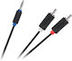 Cabletech 3.5mm Male To RCA Male Audio Cable Black 1m DM-3952-1