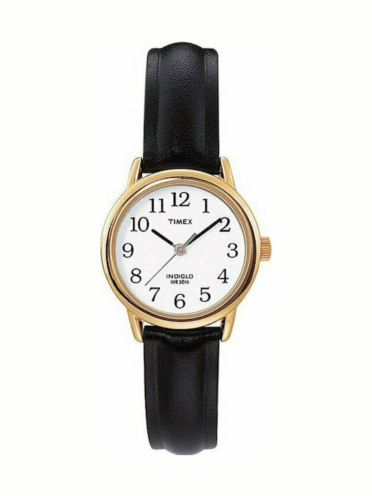 Timex Easy Reader Γυναικείο Ρολόι 25mm Μπαταρίας με Μαύρο Δερμάτινο Λουράκι