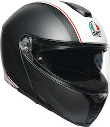 AGV Sportmodular Flip-Up Helmet with Sun Visor DOT / ECE 22.05 1340gr Cover Matt Gunmetal/White AGV000KRA995