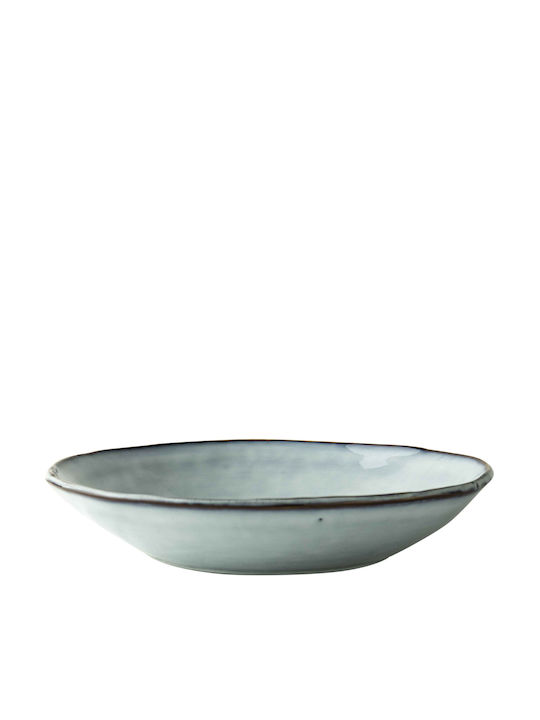 Dutch Rose Organic Plate Soup Ceramic Blue with Diameter 23.5cm
