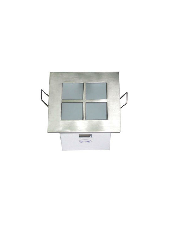 Aca Square Metallic Recessed Spot with Socket G5.3 Silver 8.7x8.7cm.