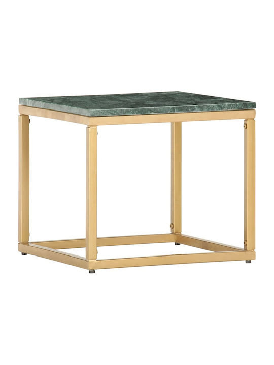 Square Side Table Metal Green Stone / Gold L40xW40xH35cm.