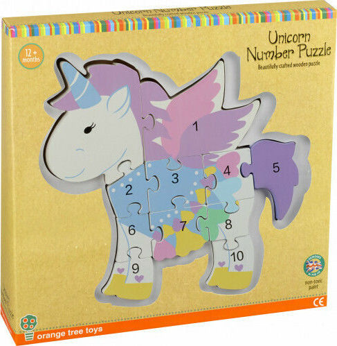 Ξύλινο Παιδικό Puzzle Unicorn Number για 1+ Ετών 11pcs Orange Tree Toys