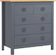 Hill Range Chest of Drawers of Solid Wood with 5 Drawers Γκρι 79x40x80cm