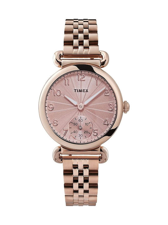 Timex Watch with Pink Gold Metal Bracelet