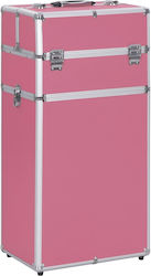 vidaXL Metallic Cosmetic Case Wheeled Pink 91823 H74xW37xD24cm