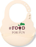 Babyono Food for Fun Waterproof Bib Silicone with Button & Pocket Ecru for 6 m+