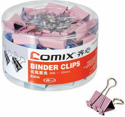 Comix Metallic Clips 25mm Pink 48pcs