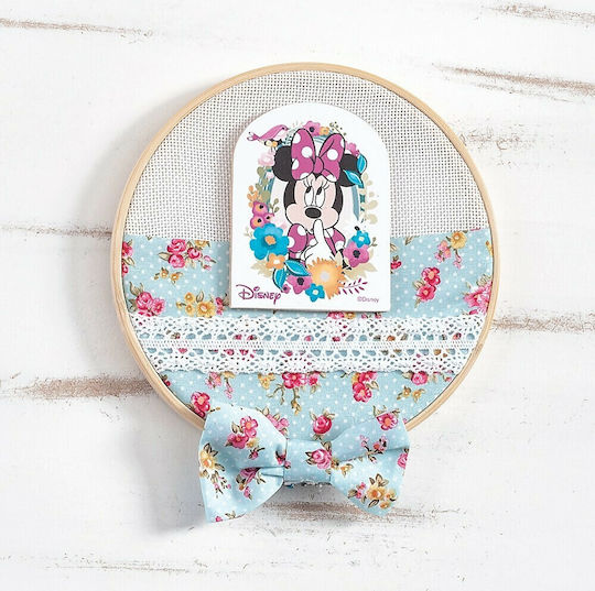 Christening Favor with Decoration Canvas Minnie Bloom made of Wood