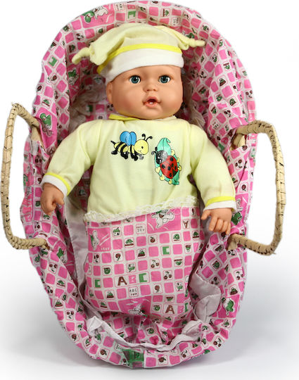 Avra Toys Set papușă bebe Bebeluș în coșuleț care vorbește