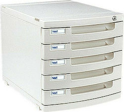 Next Plastic Desktop Drawer 5 Number of Spit With Lock 39.5x29.5x31cm White