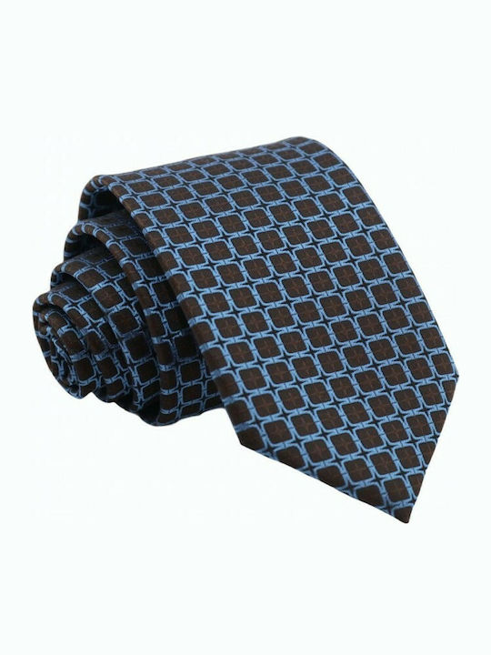 Tie Brown/ Blue with design 7.5/ 8cm.