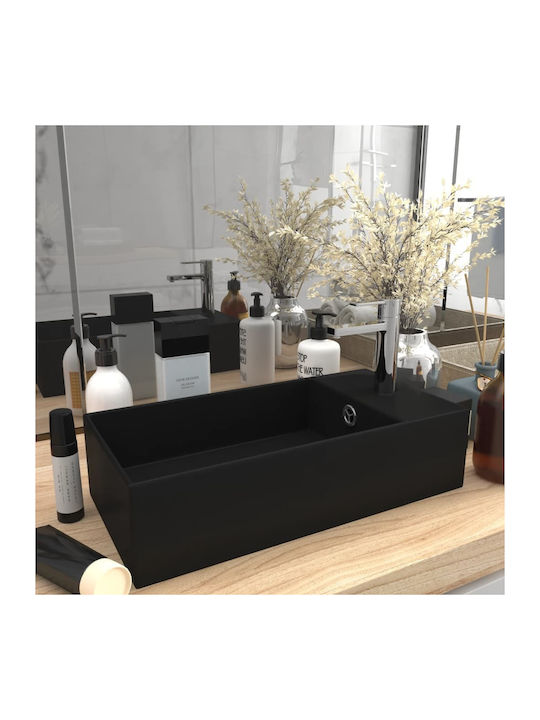 vidaXL Countertop Sink Ceramic 48x25x15cm Black