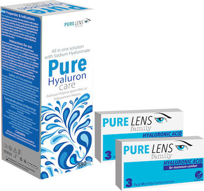 Pure Lens Hyalouronic Acid Μυωπίας-Υπερμετρωπίας Μηνιαίοι 6τμχ & Pure Hyaluron Care 380ml