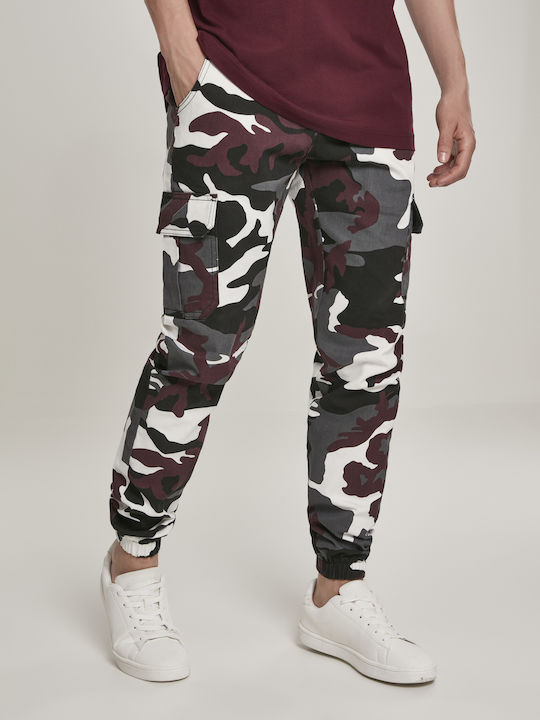 Trousers Cargo Elastic in Regular Fit Camo Wine