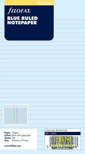 Filofax Ανταλλακτικές Κόλλες A6 20 Φύλλων Ριγέ Μπλε