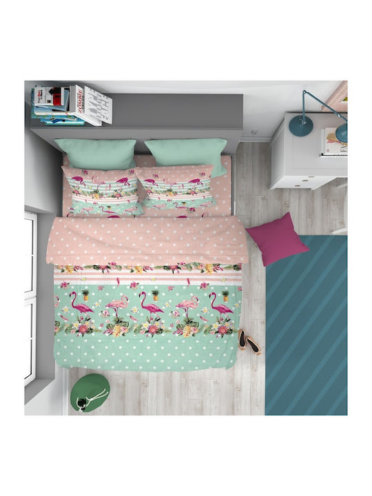 Dimcol Duvet Cover Cotton Single 160x240 Flamingo 294