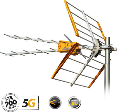 Televes V Zenit 5G LTE UHF (21-48) Εξωτερική Κεραία Τηλεόρασης (δεν απαιτεί τροφοδοσία) σε Πορτοκαλί Χρώμα Σύνδεση με Ομοαξονικό (Coaxial) Καλώδιο