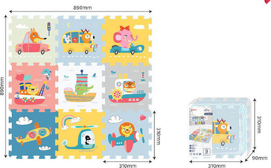 Moni Interactive Floor Puzzle Transportation 3087 with Animals 9 Pieces