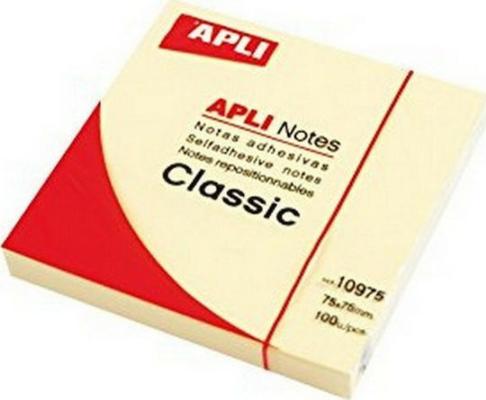 Apli Sticky Note Pads in Cube 100 Sheets Yellow 7.5x7.5pcs 10975