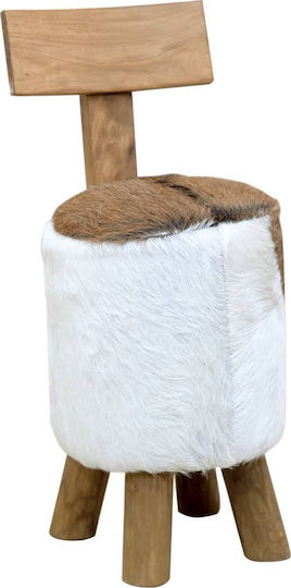 Табуретка Дневна стая с гръбнак Облечено с кожа White / Brown 30x30x70бр
