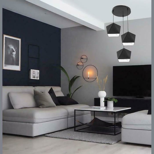 Powertech Κρεμαστό Φωτιστικό Μαύρο με Ντουί E27 25εκ.