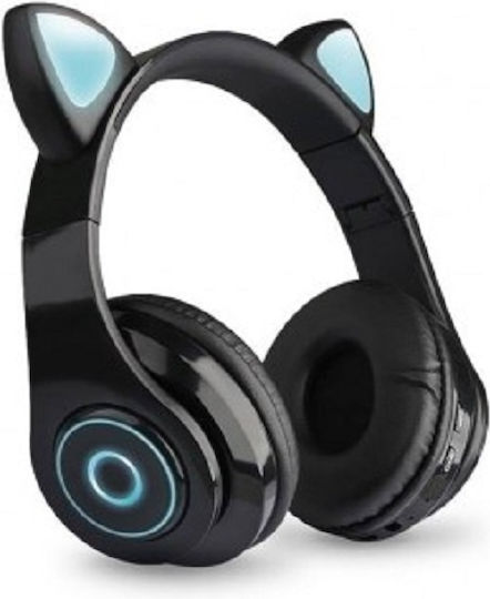 P39M Cat Ear Led Wireless On Ear Headphones with 10 hours of Operation Black
