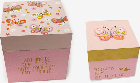 Wood Decorative Element for Wedding Favors Wooden Butterfly Cube 18x18cm Set of 2 pieces 2pcs