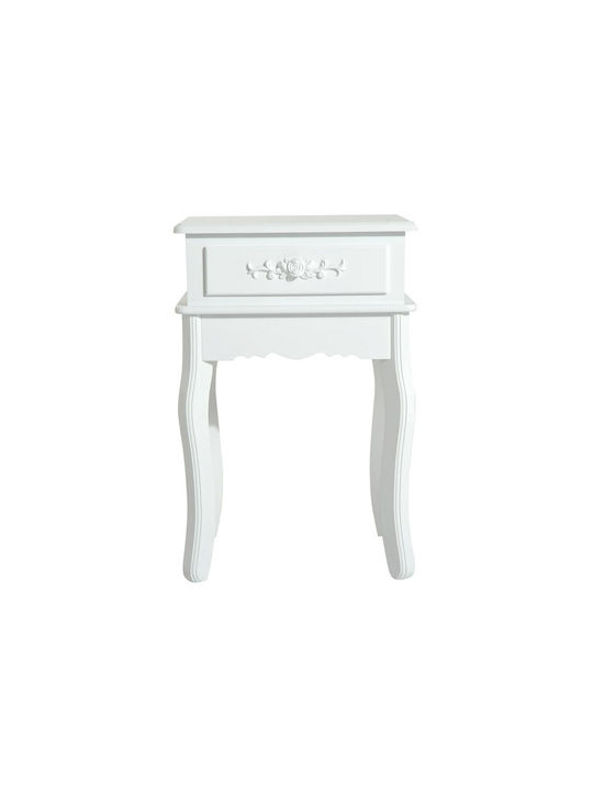 Wooden Bedside Table White 40x35x60cm