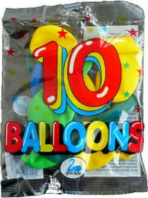 Set of 10 Balloons Latex Multicolour