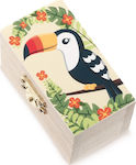 Christening Favor with Box Σεντούκι Toucan made of Wood 48pcs